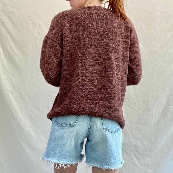 Vintage 1980's Floral Embroidered Knit Crewneck Sweater - Picture 2 of 4